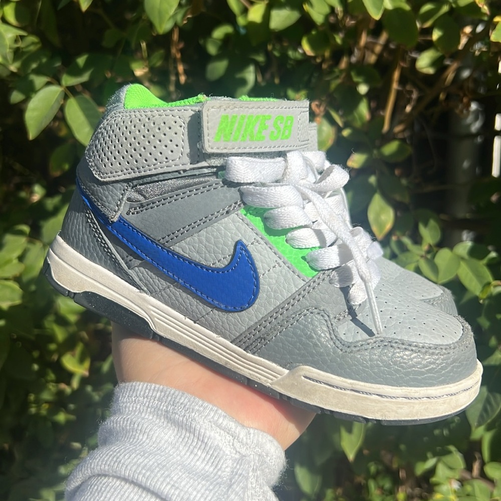 Kids Nike SB Mogan Mid Sneaker 645025-044 Green Blue/Grey Boys.